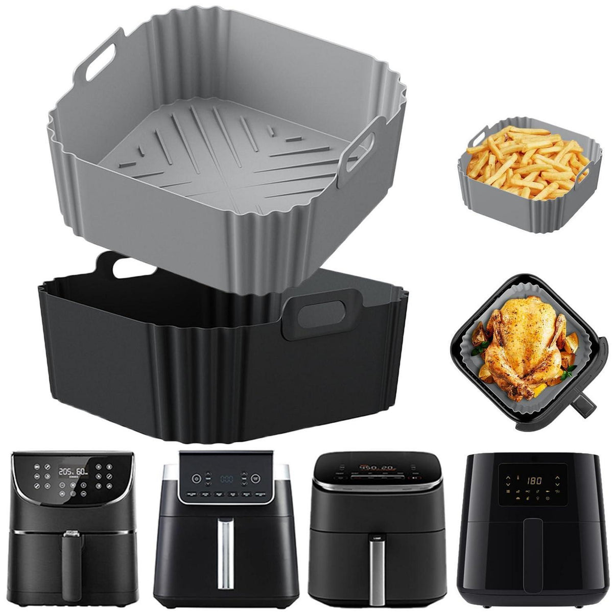 Silikonform für Heißluftfritteuse – 2er Set, 8cm hoch