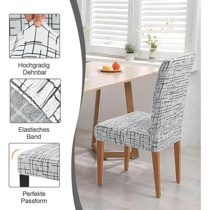 Stretch Stuhlhussen 6er Set Jacquard – Universal Bezug für Stühle