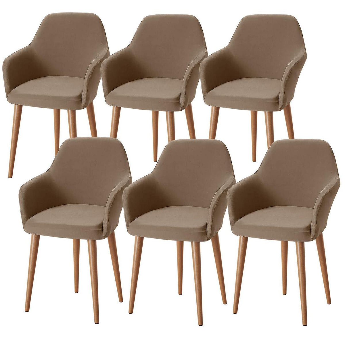 Stretch Stuhlhussen 6er Set – Sesselbezug Kamel