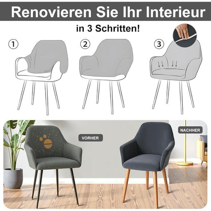 Stretch Stuhlhussen Set Grau – Abnehmbar & Waschbar