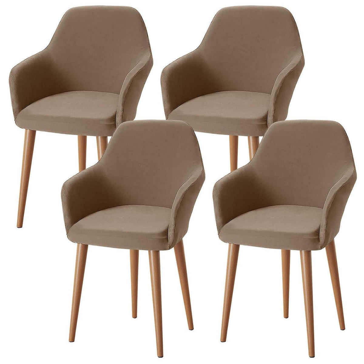 Stretch Stuhlhussen Set – Abnehmbar & Waschbar (Kamel, 4er)