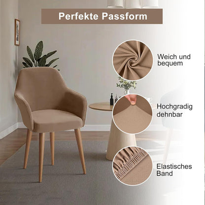 Stretch Stuhlhussen Set – Abnehmbar & Waschbar (Kamel, 4er)