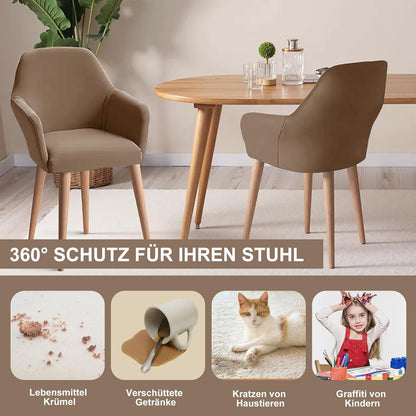 Stretch Stuhlhussen Set – Abnehmbar & Waschbar (Kamel, 4er)