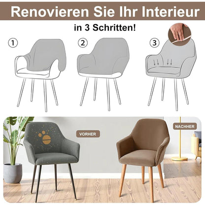 Stretch Stuhlhussen Set – Abnehmbar & Waschbar (Kamel, 4er)