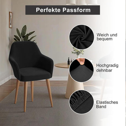 Stretch Stuhlhussen Set Schwarz – Abnehmbar & Waschbar