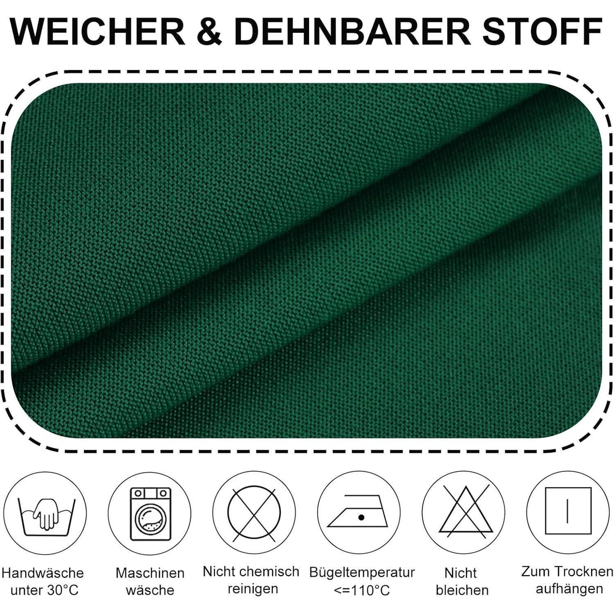 Stretch Stuhlhussen 6er Set – Grün, Abnehmbar & Waschbar