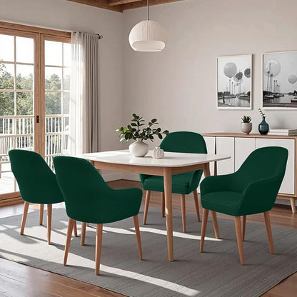 Stretch Stuhlhussen 6er Set – Grün, Abnehmbar & Waschbar