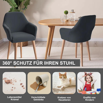 Stretch Stuhlhussen 6er Set – Grau | Sesselbezug & Schonbezug