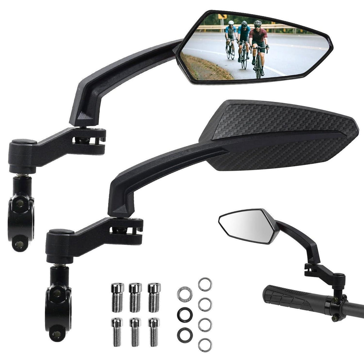 Fahrradspiegel links, 360° verstellbar, HD-Glas