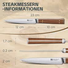 Steakmesser Set 8er Pack mit Wellenschliff & Holzgriff