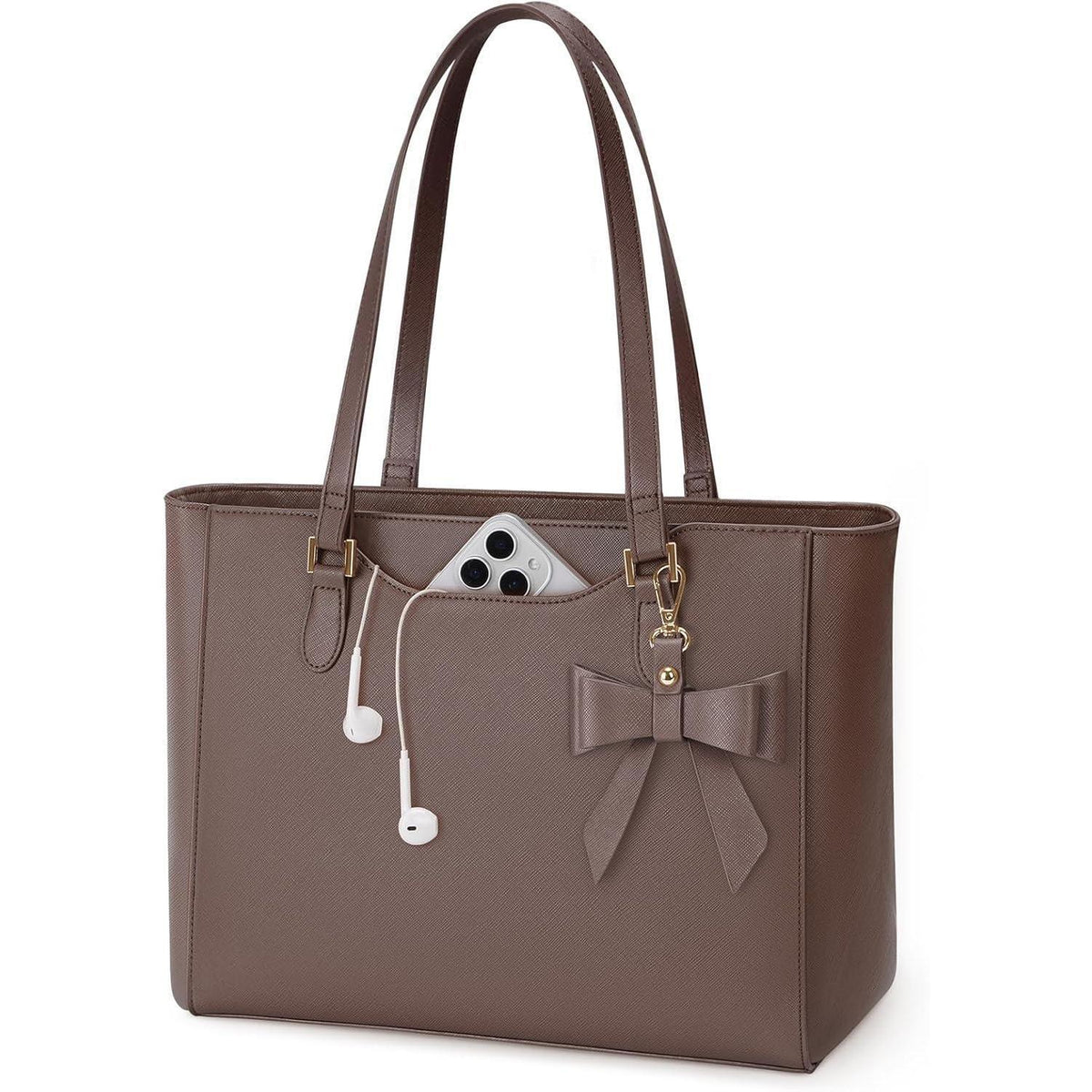 Große Handtasche mit Schmetterlingsschleife – Wasserdichte Shopper & Arbeitstasche in Lederoptik