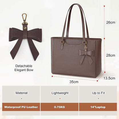 Große Handtasche mit Schmetterlingsschleife – Wasserdichte Shopper & Arbeitstasche in Lederoptik