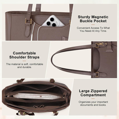Große Handtasche mit Schmetterlingsschleife – Wasserdichte Shopper & Arbeitstasche in Lederoptik