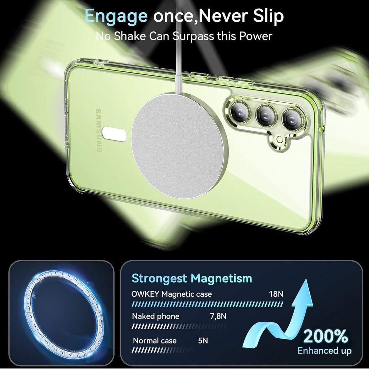 Magnetische Schutzhülle für Samsung Galaxy A54 5G, Matt Transparent