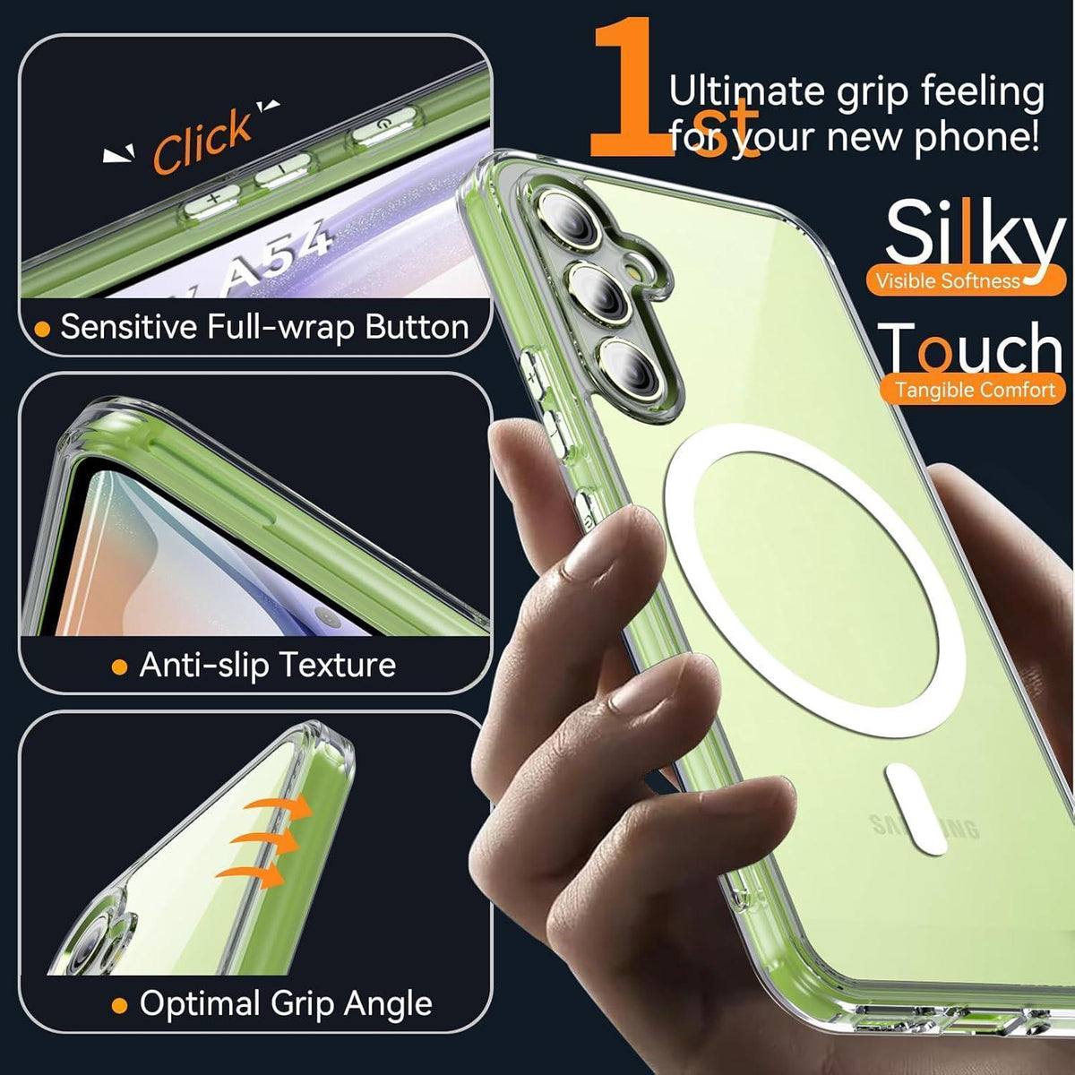Magnetische Schutzhülle für Samsung Galaxy A54 5G, Matt Transparent