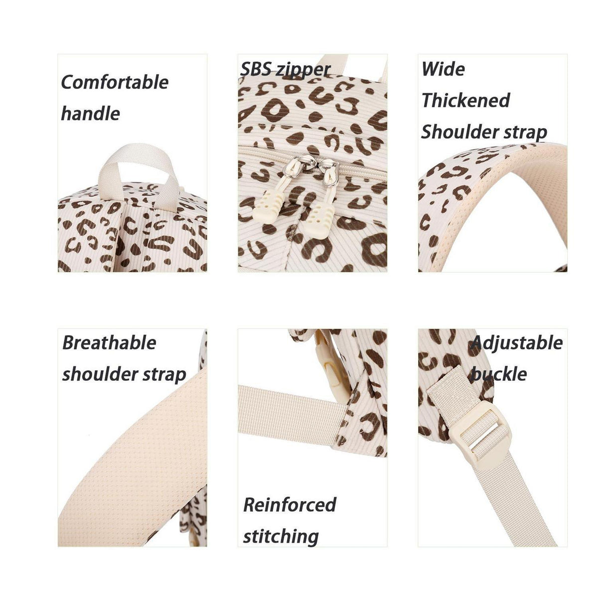 Schulrucksack Mädchen 3-Leopard Samt – Bequemer Kinderrucksack