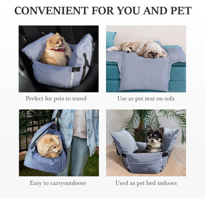 Sicherer Hunde-Autositz mit Gurt – Blau, Small (bis 6 kg)