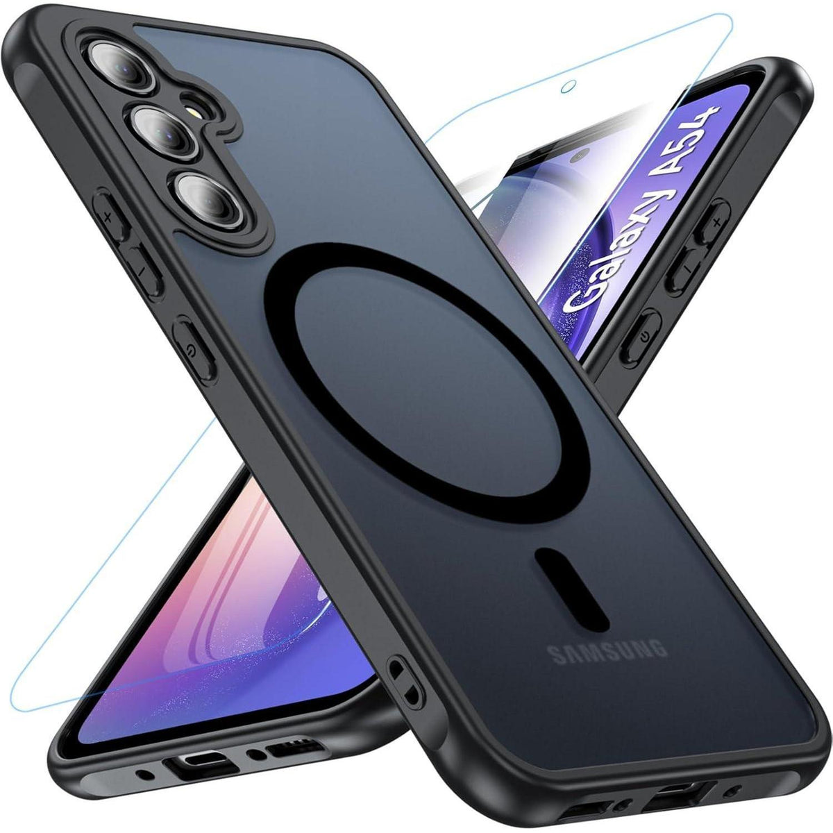 Magnetische Schutzhülle für Samsung A54 5G mit Displayschutz (Schwarz)