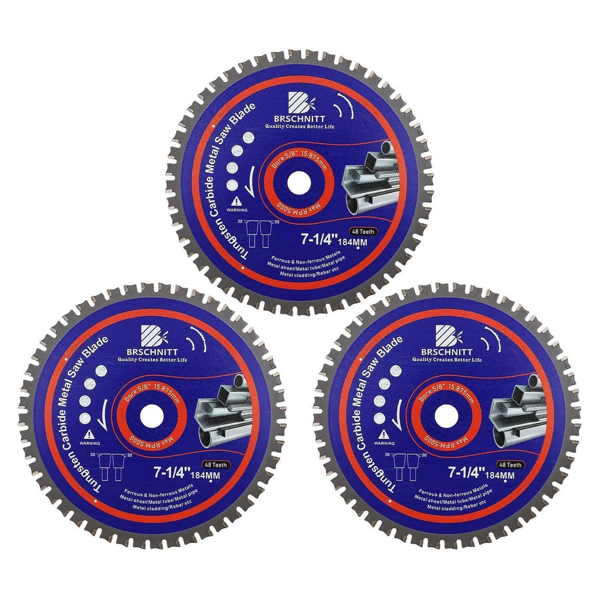 Kreissägeblatt Metall 184mm 48T TCT 3 Stück