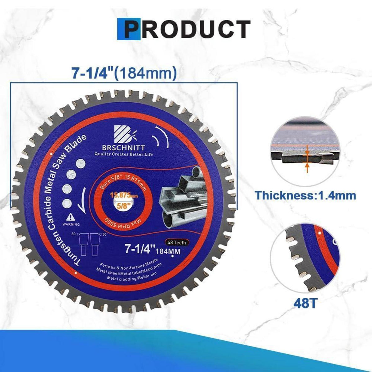 Kreissägeblatt Metall 184mm 48T TCT 3 Stück