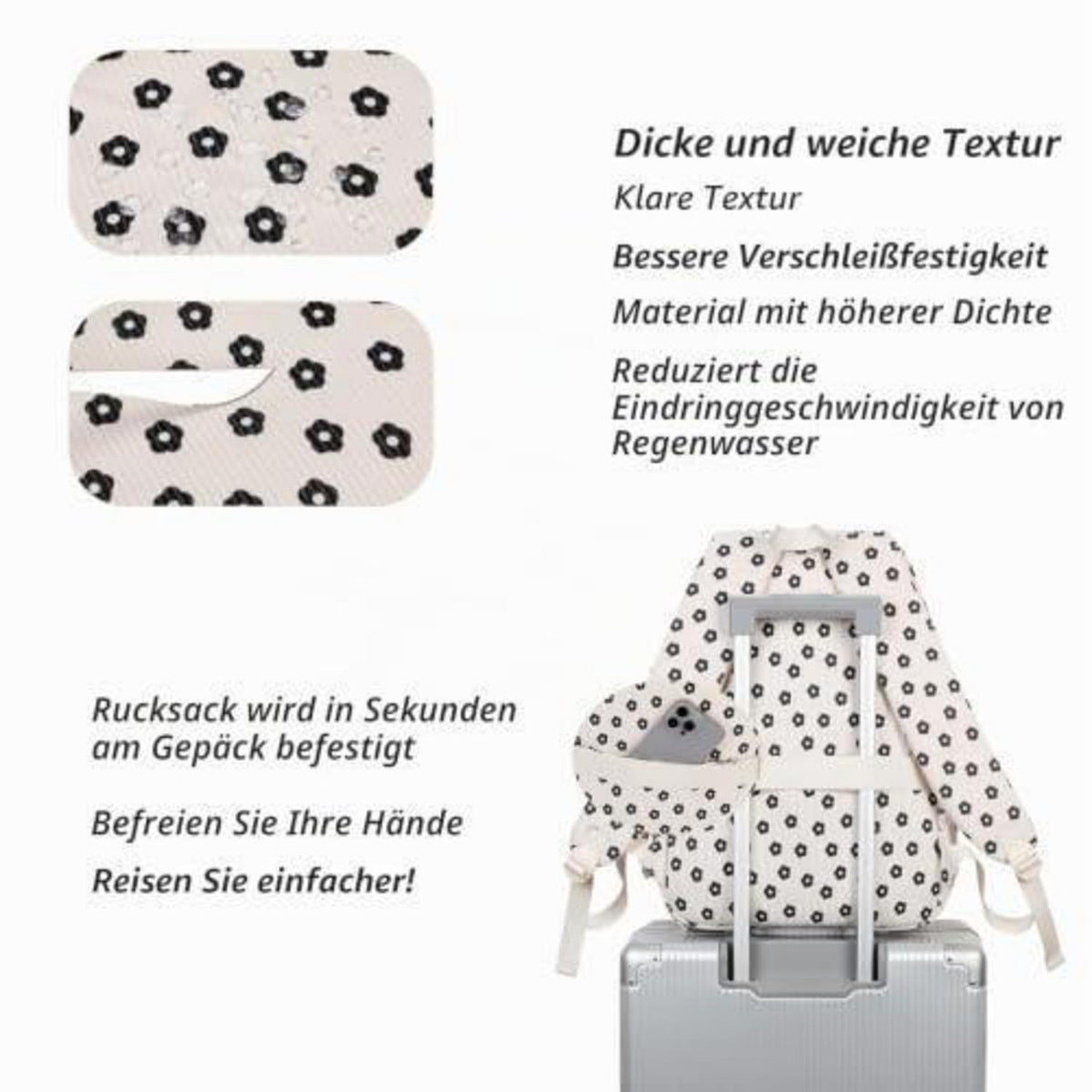 Schulrucksack Mädchen Teenager – Cordrucksack Z-Pflaumenblüte