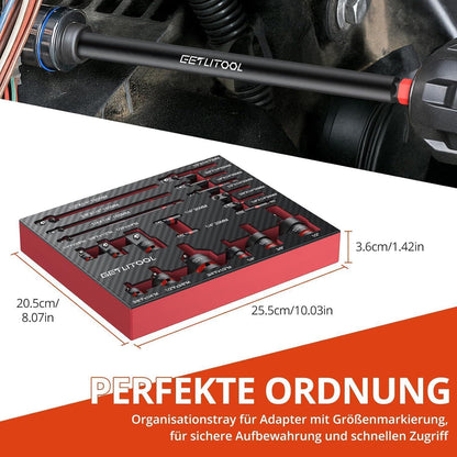 20tlg Stecknuss Adapter Set mit Kardangelenken für Profi-Werkzeug