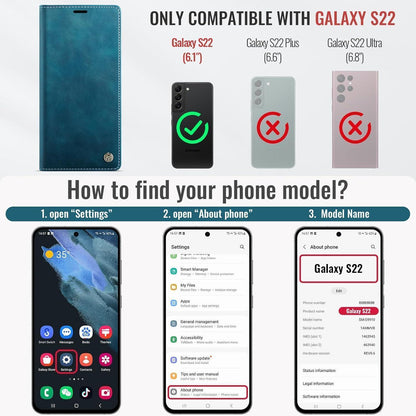 Handyhülle Klapphülle mit Kartenfach & RFID für Samsung Galaxy S22 5G Blaugrün in Lederoptik