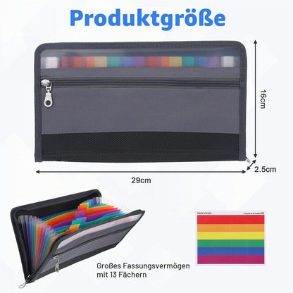 Fächermappe A5 mit Reißverschluss – Dokumenten Organizer für Reise & Büro