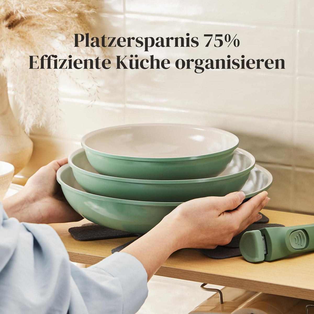 Pfannenset 6-teilig mit Abnehmbarem Griff & Keramikbeschichtung