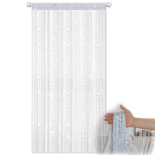 Fadenvorhang Balkontür 100x200cm - Weißer Fliegenvorhang mit Perlen