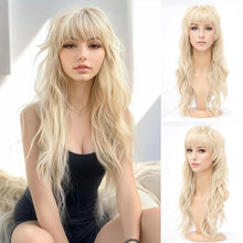 Blonde Mullet Perücke 80er 90er Retro Wolf Cut Perücke mit Pony