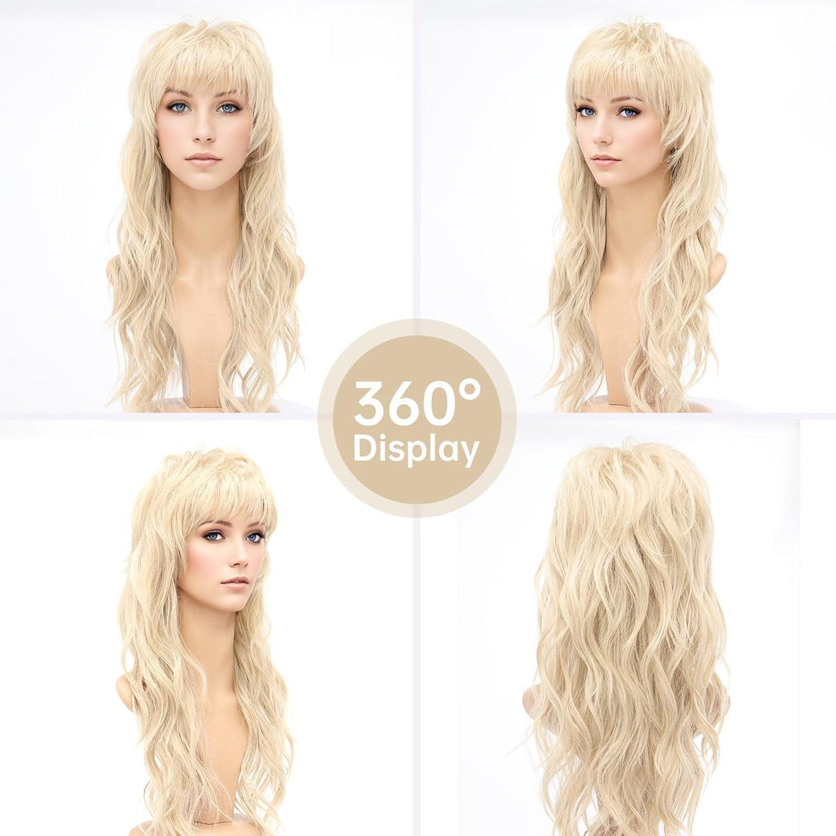 Blonde Mullet Perücke 80er 90er Retro Wolf Cut Perücke mit Pony