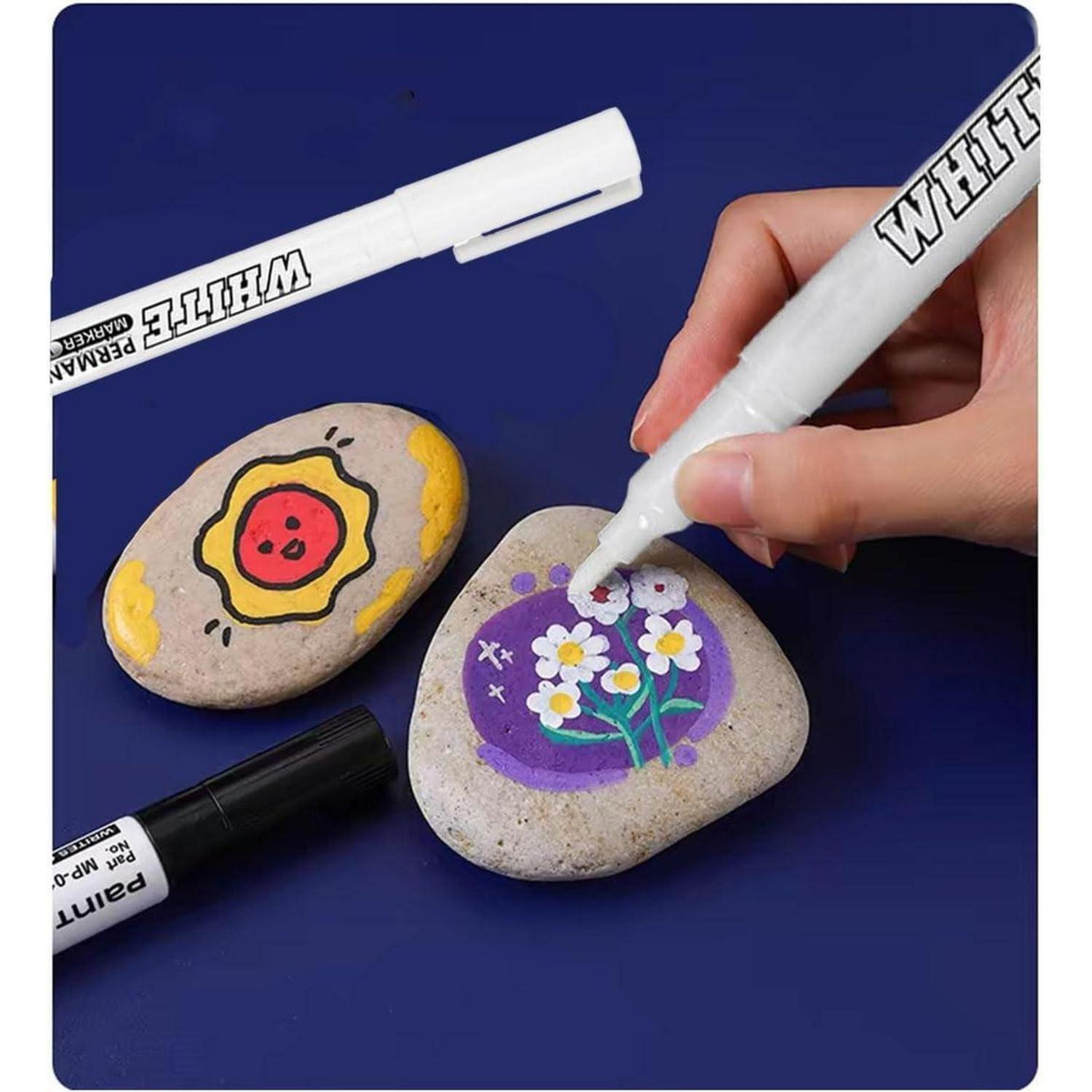 Acrylstifte Weiß 6er Set - Permanent Marker für Steine & Basteln