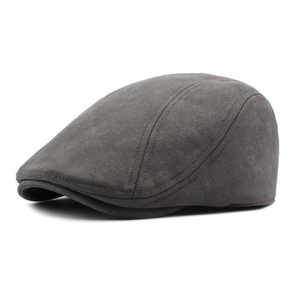 Schiebermütze Herren – Vintage Flat Cap Grau in Lederoptik