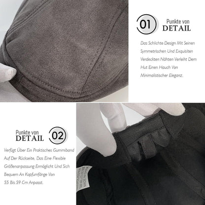 Schiebermütze Herren – Vintage Flat Cap Grau in Lederoptik