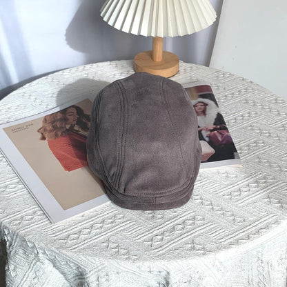 Schiebermütze Herren – Vintage Flat Cap Grau in Lederoptik