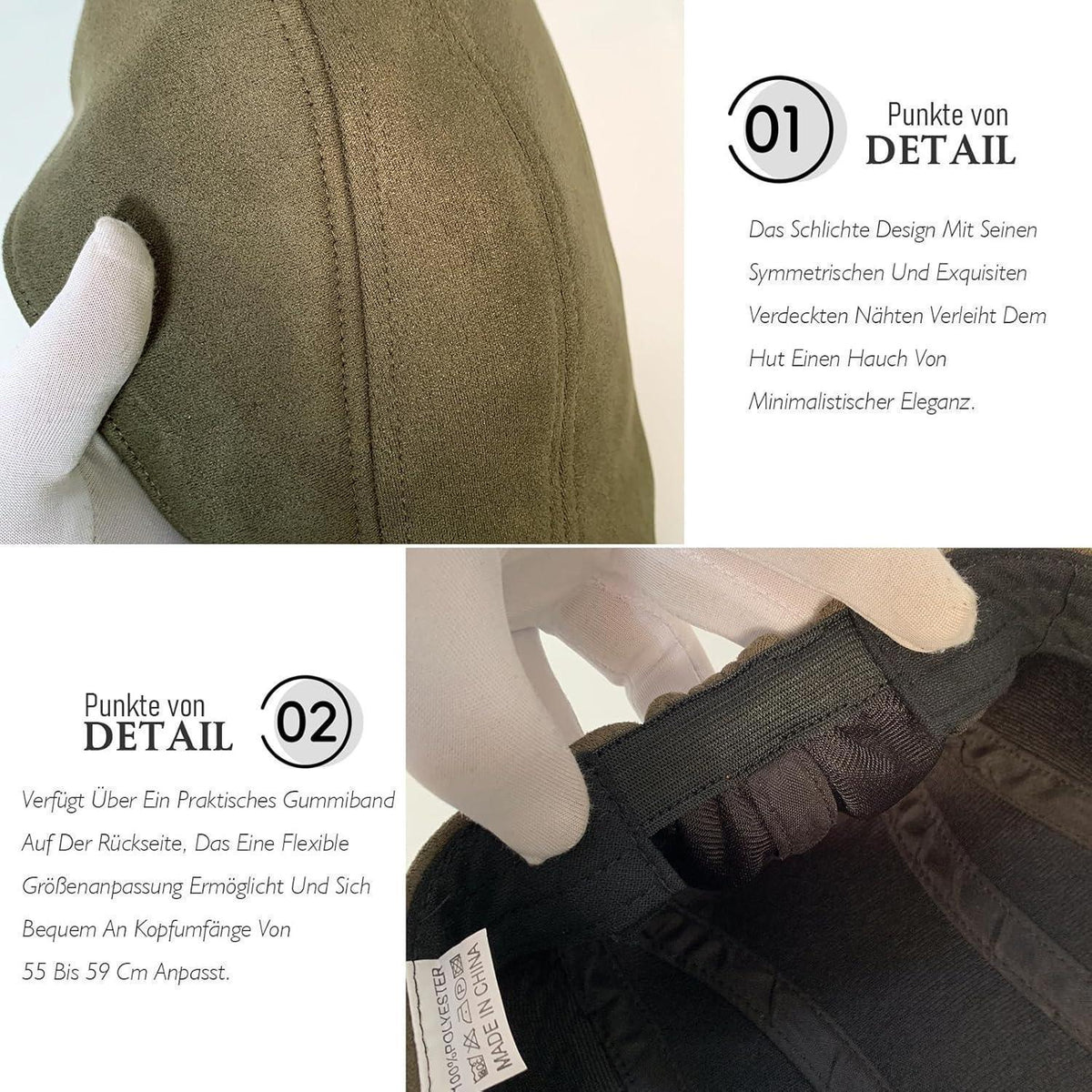 Schiebermütze Herren – Vintage Flat Cap Armeegrün in Lederoptik