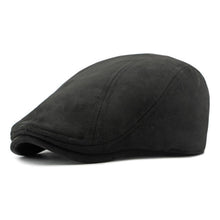 Schiebermütze Herren – Vintage Flat Cap Schwarz in Lederoptik