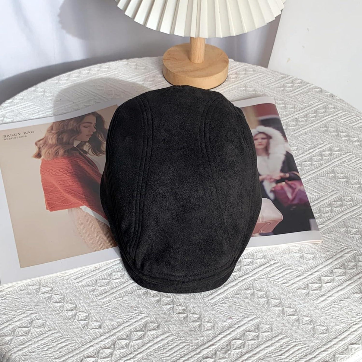 Schiebermütze Herren – Vintage Flat Cap Schwarz in Lederoptik