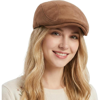 Schiebermütze Herren – Vintage Flat Cap Braun in Lederoptik
