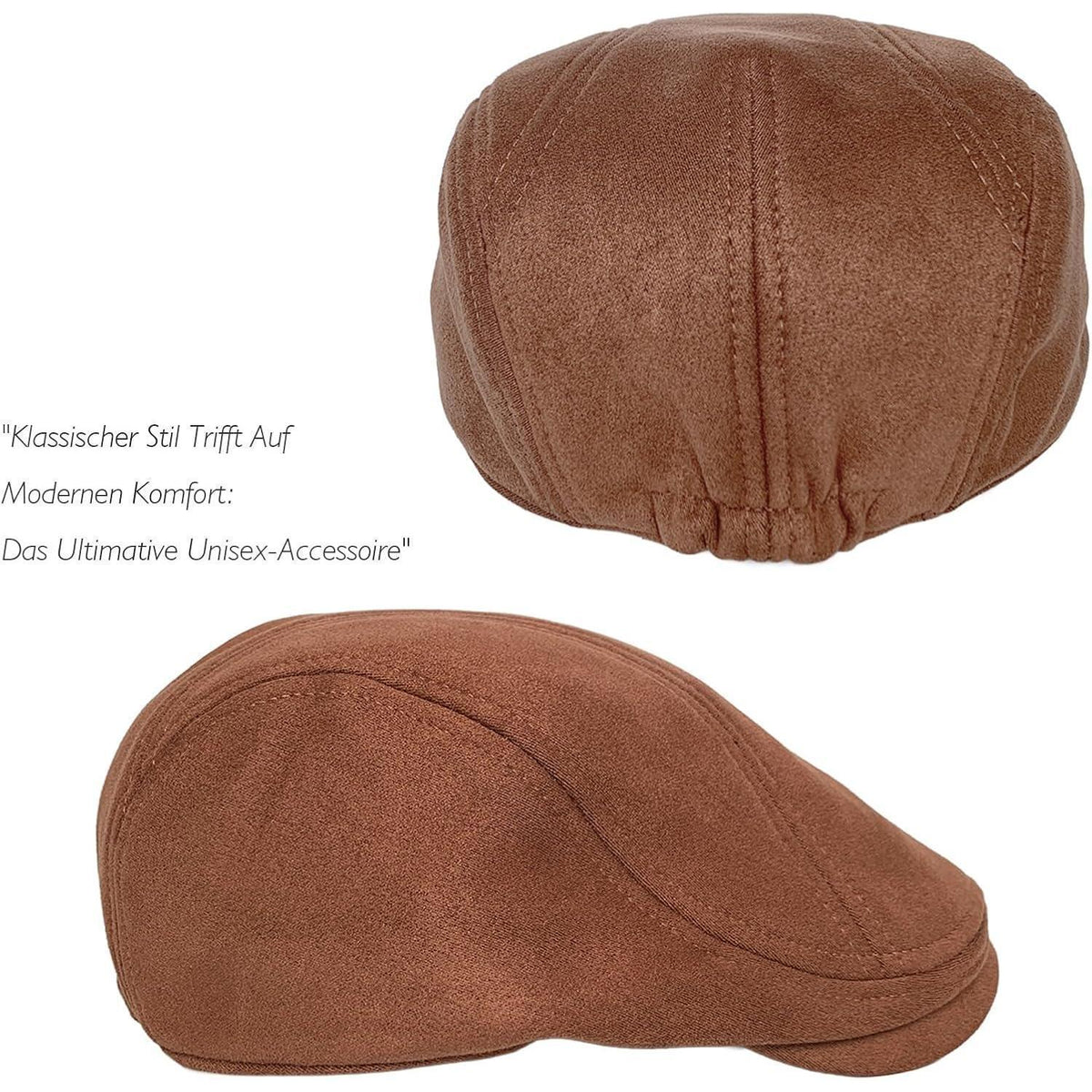 Schiebermütze Herren – Vintage Flat Cap Braun in Lederoptik