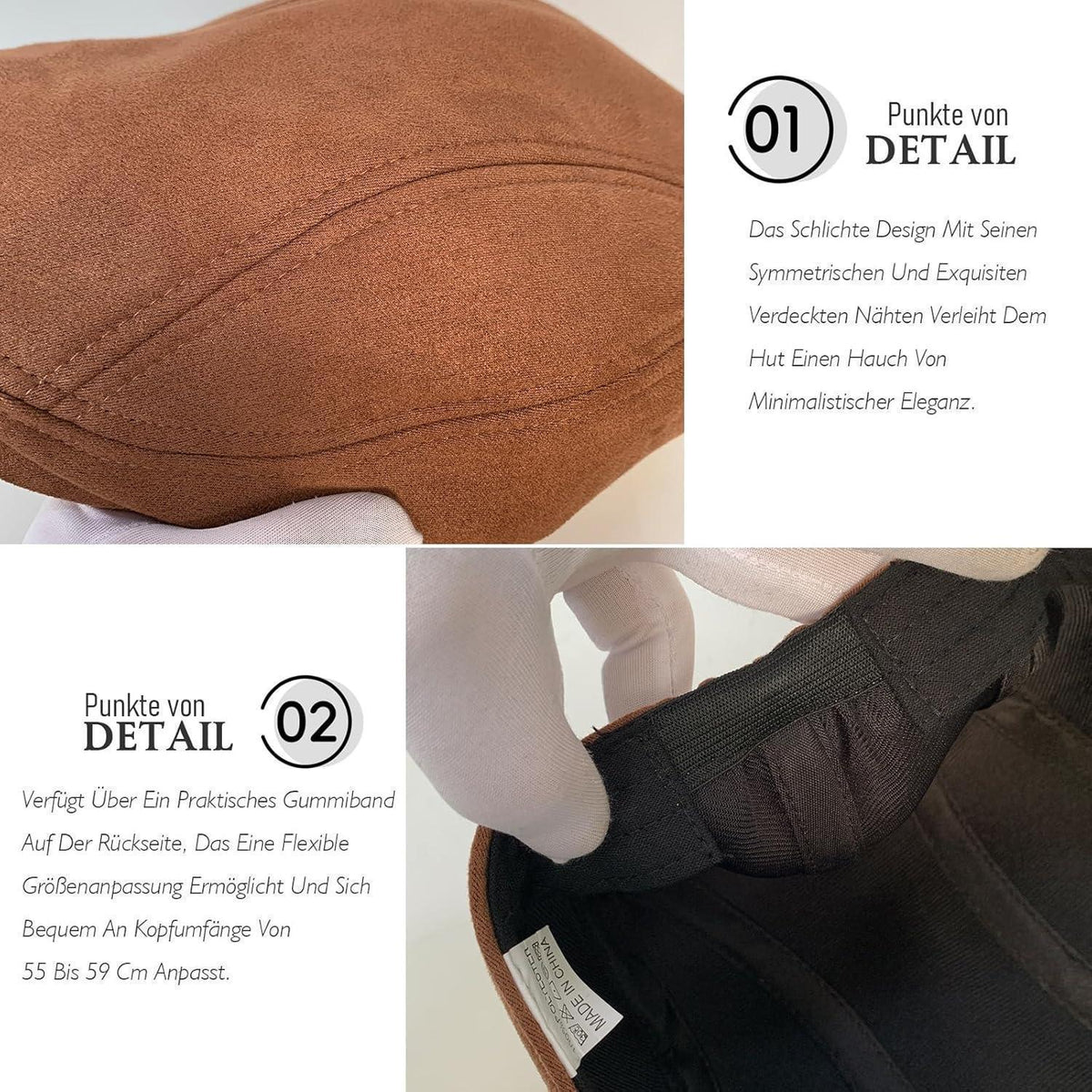 Schiebermütze Herren – Vintage Flat Cap Braun in Lederoptik