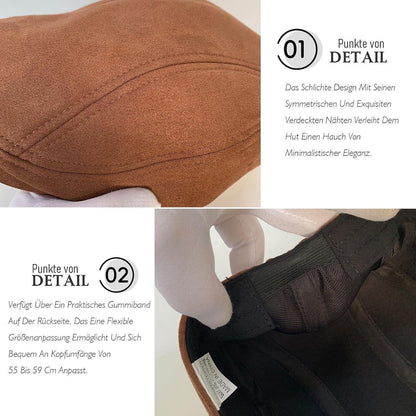 Schiebermütze Herren – Vintage Flat Cap Braun in Lederoptik
