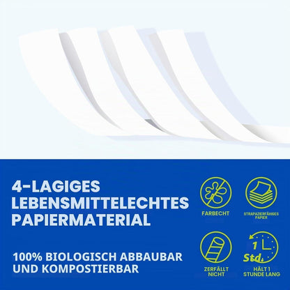 Papierstrohhalme mit Löffel – Bunte Streifen, 1200er Pack