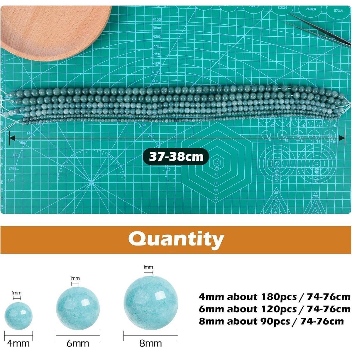 Aquamarin Perlen 8mm - 90 Stück für Schmuck & Basteln