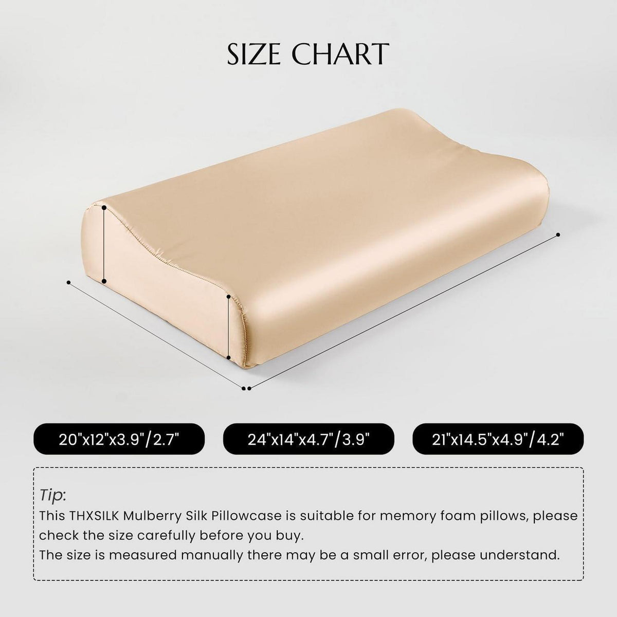 Seidenkissenbezug Maulbeerseide 19 Momme für Memory-Foam Kissen
