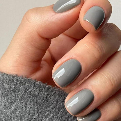 Kurze Press On Nails Grau – Einfarbige Eckige Gel Nägel zum Aufkleben