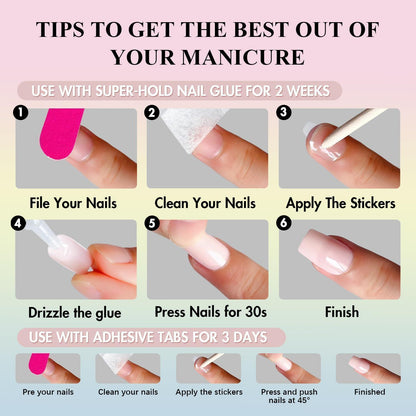 Kurze Press On Nails Rosa – Klebe Nägel Set für Damen & Mädchen