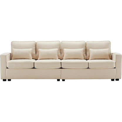 4-Sitzer Sofa XXL – Bequemes Leinenstoff Sofa Beige