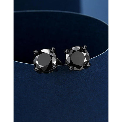 Schwarze Moissanite Ohrstecker 4 Karat 8mm 925 Silber Herren Damen